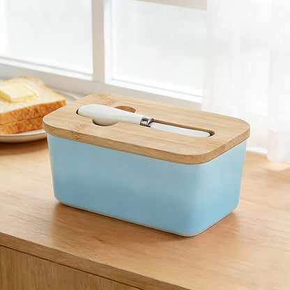 Beurrier de luxe en céramique avec couvercle et couteau à beurre – Conservation hermétique pour comptoir, design facile à nettoyer, accessoire de cuisine élégant et cadeau de crémaillère idéal pour les amateurs de beurre