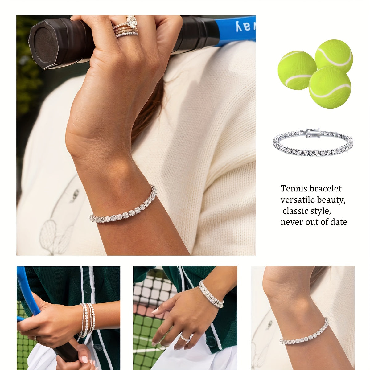 Bracelet tennis en argent sterling 925 avec moissanite 5 mm, 0,5 carat, bijou de luxe étincelant, cadeau pour anniversaire de mariage, anniversaire, 4 tailles