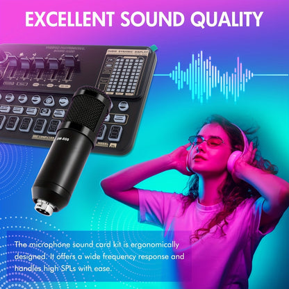 Kit de studio d'enregistrement pour podcast BM-800 avec carte son live, changeur de voix et écouteurs – Kit d'interface audio complet pour streaming, vlogging et diffusion en direct, plusieurs modèles disponibles