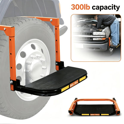 Marchepied de pneu pliable antidérapant pour camion, SUV et remorque – Hauteur réglable, capacité de charge de 300/500/650 lb, convient aux pneus jusqu'à 13,5 po de largeur, marchepied de pneu portable