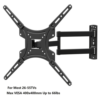 Support mural articulé pour TV 37-75 pouces, double bras, pivotant, inclinable, rotatif, VESA 600x400mm, capacité 60 kg, pour téléviseurs OLED/LCD/LED plats et incurvés, extension de 61 cm
