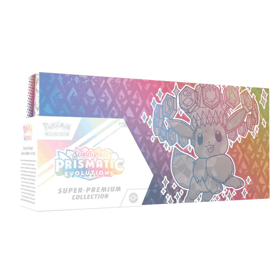 Coffret Super Premium Pokémon Évolutions Prismatiques Eevee Stellar Tera ex, Carte Promo, Boosters, Boîte de deck, Tapis de jeu, Protège-cartes, JCC Écarlate et Violet, Cadeau pour collectionneurs