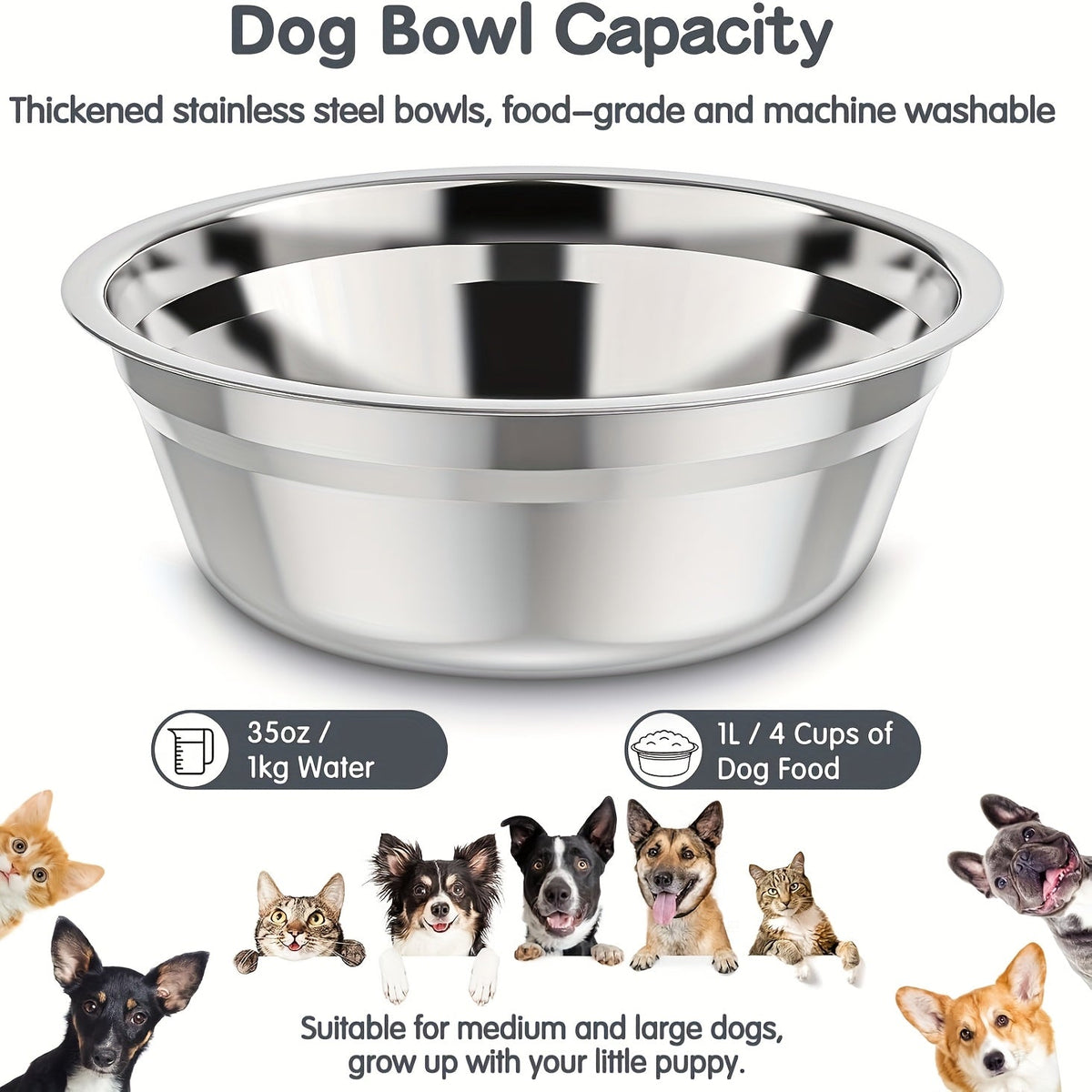 Gamelle surélevée pliable pour chien – Support réglable sur 5 hauteurs avec 2 bols en acier inoxydable, antidérapant, mangeoire et abreuvoir portables pour chiens et chats de toutes tailles, lot de 2