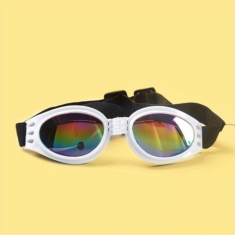 Lunettes de soleil pliables pour chien avec sangle réglable - Lunettes de protection étanches anti-UV pour activités en extérieur et aquatiques, protection oculaire élégante pour chiens de petite, moyenne et grande taille