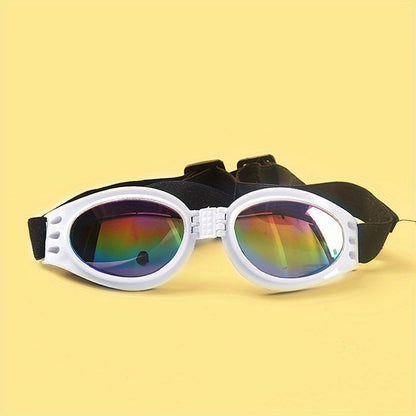 Lunettes de soleil pliables pour chien avec sangle réglable - Lunettes de protection étanches anti-UV pour activités en extérieur et aquatiques, protection oculaire élégante pour chiens de petite, moyenne et grande taille