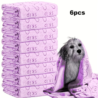 Lot de 6 serviettes de bain pour chien - Serviettes de bain en microfibre à séchage rapide, serviettes de toilettage en polyester super absorbantes pour chiens de petite, moyenne et grande taille, lot de serviettes douces pour le séchage des animaux