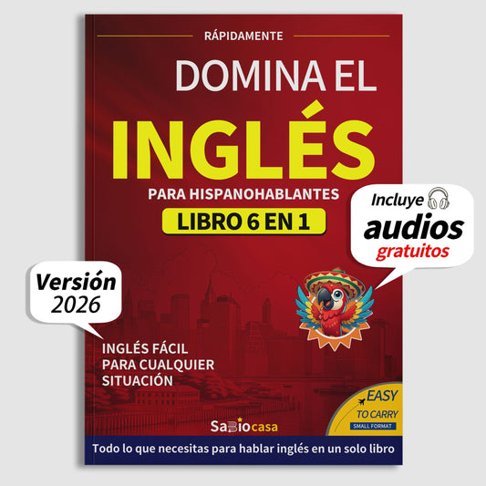 SabioCasa Dominate English : 6 livres en 1 avec audio pour hispanophones – Système d'apprentissage puissant pour débutants axé sur la communication réelle | Guide ESL édition espagnole