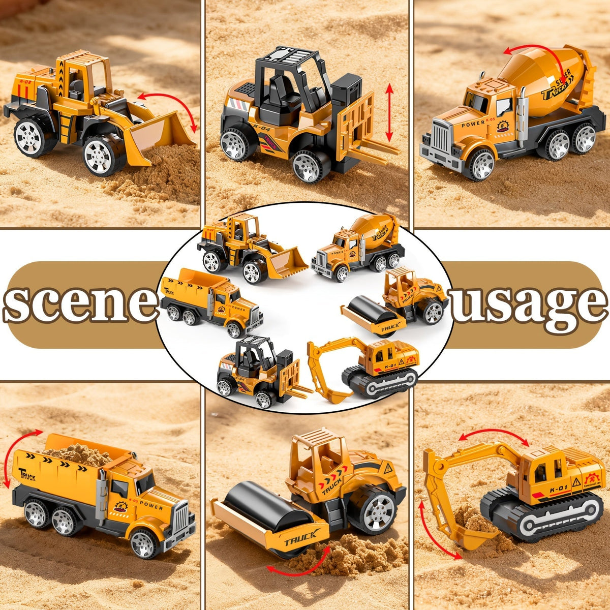 Ensemble de 13 véhicules de chantier avec camions moulés sous pression, tapis de jeu et transporteur – Coffret de jeu pour enfants de 3 ans et plus, cadeau idéal pour Noël et les anniversaires