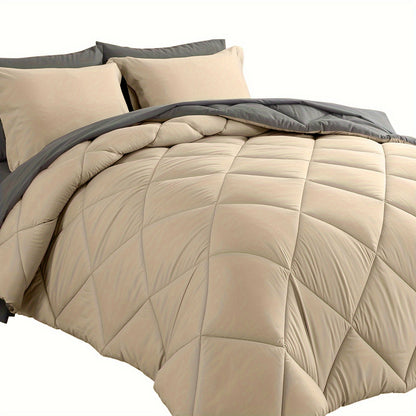 Ensemble de literie 7 pièces pour lit Queen/King – Parure de lit en microfibre douce à plis pincés, comprenant une couette, un drap-housse, un drap plat et 4 taies d'oreiller, ensemble de literie toutes saisons pour la maison et le dortoir