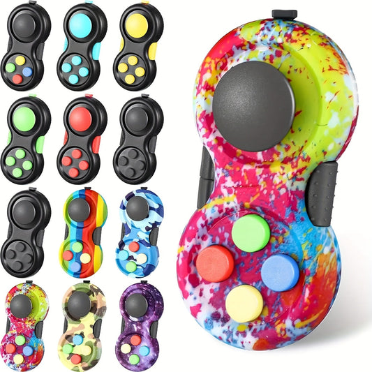Lot de 3 manettes de fidget rétro - Jouet sensoriel portatif 8-en-1 avec boutons cliquables, joystick, roulette, engrenages et plus, jouet anti-stress et de concentration pour enfants et adultes, choix de couleurs multiples
