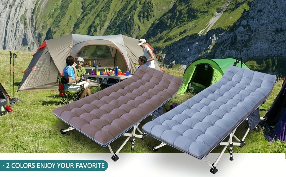 Lit de camp XXL de 81 cm de large avec matelas – Lit de couchage pliable ultra-robuste en tissu Oxford 1200D avec sac de transport pour adultes, lit d'appoint portable extra large pour le camping, la randonnée, les voyages et les invités