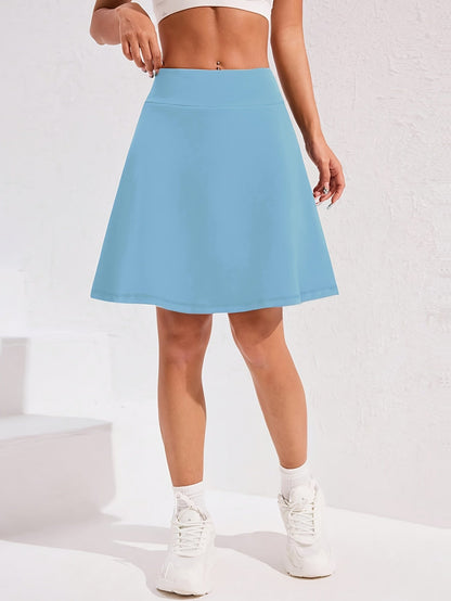 Jupe-short pour femme, longueur genou, 50 cm, avec 5 poches – Jupe de sport taille haute avec short intégré pour le tennis, le golf et le pickleball, jupe-short longue de sport, tailles S-XXL, coloris variés