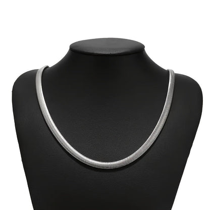 Collier chaîne serpent plat en argent sterling 925 – Bijou unisexe minimaliste et élégant, chaîne serpentine lisse de 51 cm, cadeau idéal pour mariages, fêtes, Noël et occasions spéciales