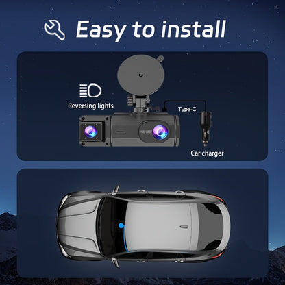 Dash Cam S2N 1080P HD double caméra avant et arrière avec ADAS, vision nocturne, capteur G, enregistrement en boucle, mode parking 24h, grand angle 170°, écran IPS 2", enregistreur vidéo pour voiture, carte SD non incluse