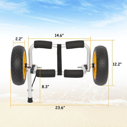 Chariot de transport pour kayak pliable Bonnlo en alliage d'aluminium moulé avec roues pleines de 10 po – Convient aux canoës, planches à pagaie, bateaux à fond plat, tapis flottants et embarcations