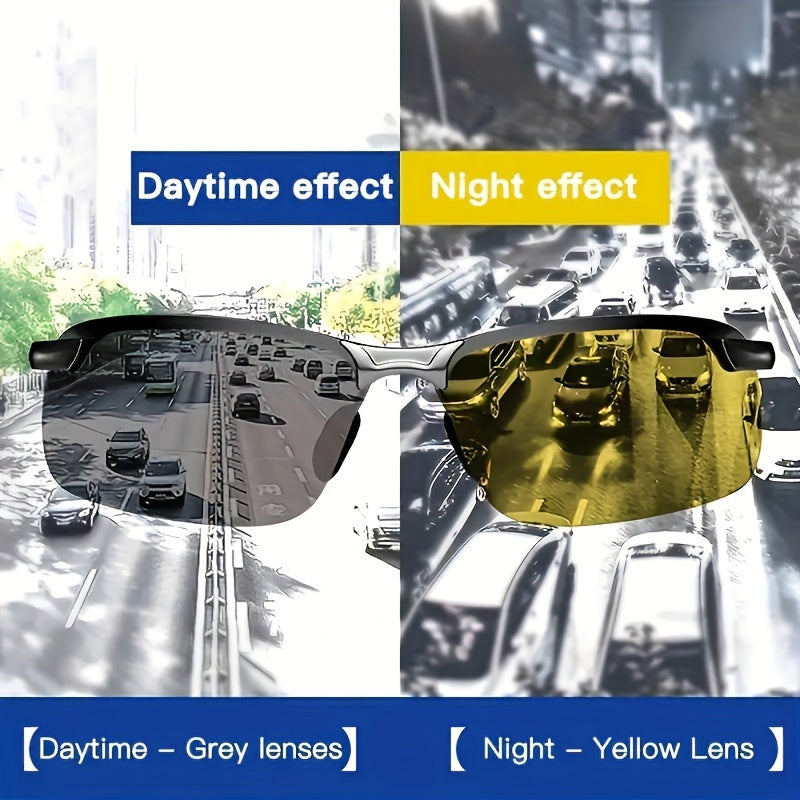 Lot de 2 lunettes de conduite à vision nocturne Aurora – Demi-monture anti-éblouissement, verres TAC légers, unisexe pour hommes et femmes, lunettes de sécurité pour la conduite de nuit et le quotidien, lunettes élégantes à verres jaunes
