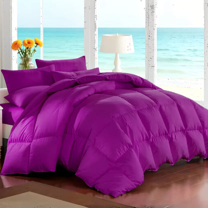Ensemble de literie 7 pièces pour lit Queen/King – Parure de lit en microfibre douce à plis pincés, comprenant une couette, un drap-housse, un drap plat et 4 taies d'oreiller, ensemble de literie toutes saisons pour la maison et le dortoir