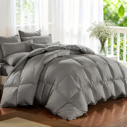 Ensemble de literie 7 pièces pour lit Queen/King – Parure de lit en microfibre douce à plis pincés, comprenant une couette, un drap-housse, un drap plat et 4 taies d'oreiller, ensemble de literie toutes saisons pour la maison et le dortoir