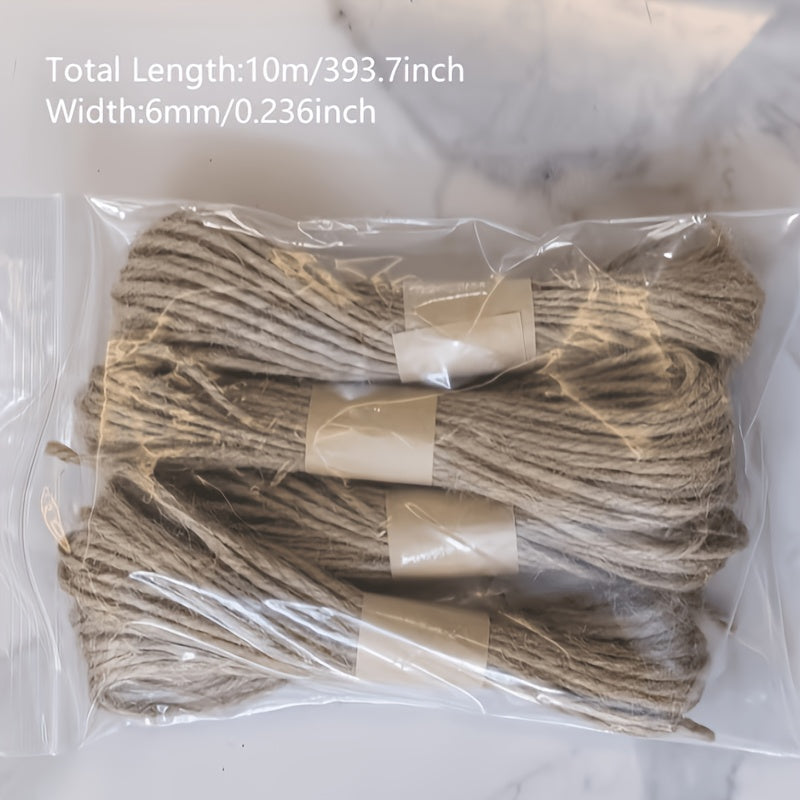 Corde de chanvre naturel pour griffoir à chat 10 mètres - Corde de sisal de remplacement durable pour arbre à chat DIY et entretien des griffes, corde de chanvre solide non torsadée pour réparation de griffoir et loisirs créatifs