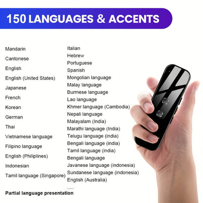 Appareil de traduction portable, traduction vocale instantanée bidirectionnelle en 137 langues, connecté à une application, traducteur haute précision pour les voyages, les affaires et l'apprentissage avec écouteurs
