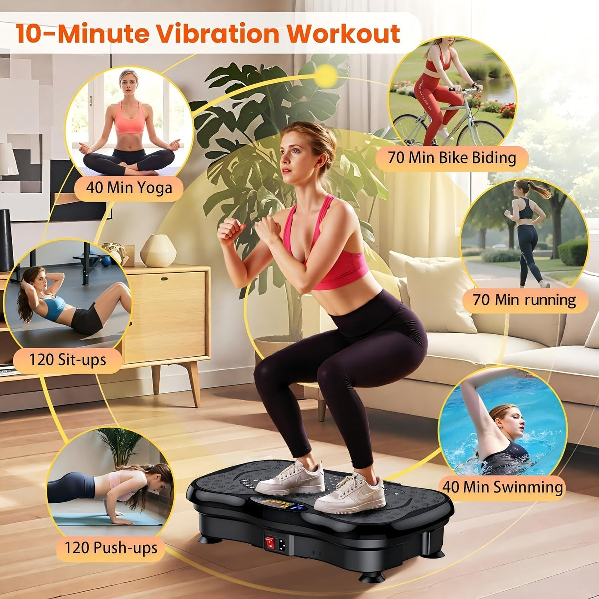 Plateforme vibrante pour la perte de poids et le drainage lymphatique – Appareil d'entraînement complet du corps avec 99 à 200 niveaux de vitesse, moteur silencieux, salle de sport portable à domicile, tonification musculaire, capacité de 150 kg