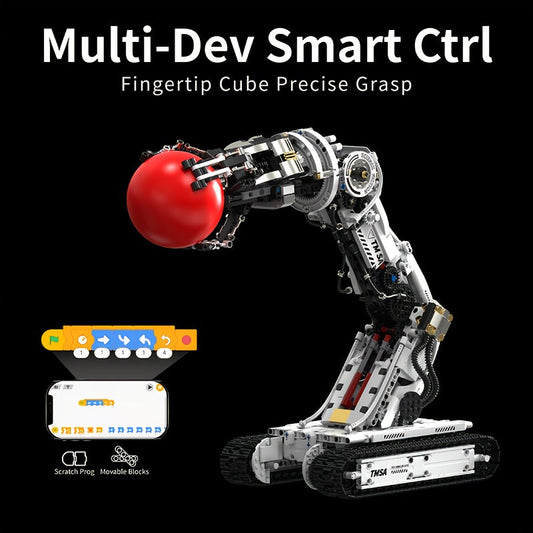 Robotic Arm Building Block Set 1468pcs Second Generation STEM Engineering Toy, DIY Mechanical Tech Robot Kit with Remote Control 8-Direction Gear Linkage Three-Claw Gripper for Kids Teens Adults