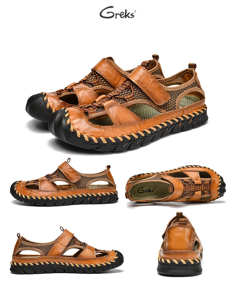Sandales de pêcheur fermées pour hommes – Chaussures d'eau respirantes faites à la main, sandales de randonnée et de plage antidérapantes et anti-collision pour l'été | Velora