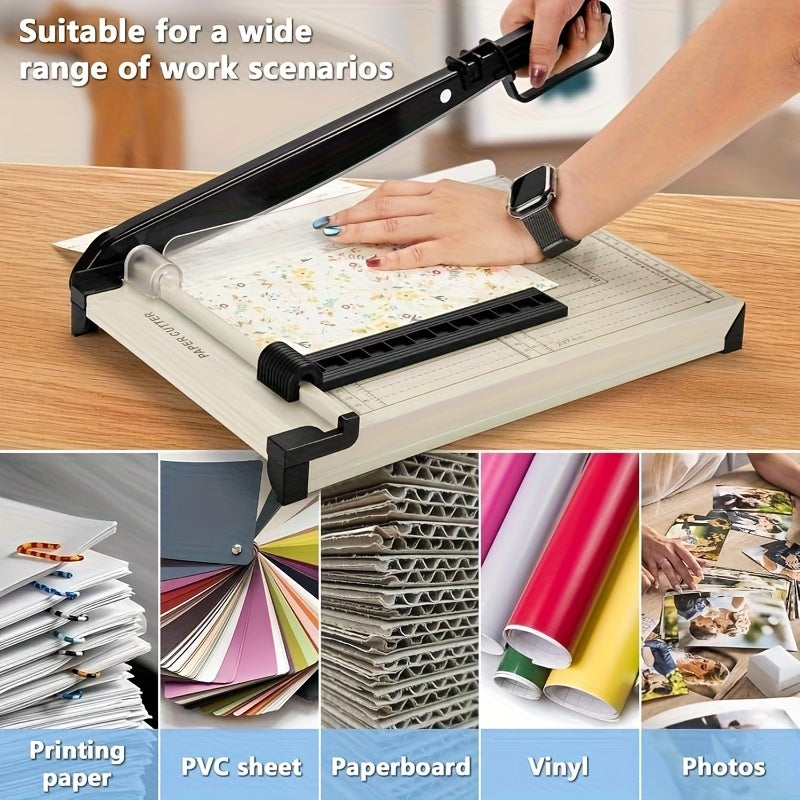 Massicot robuste de 12 pouces avec protection de sécurité, arrondisseur d'angles, grille de précision pour photos, papier cartonné, scrapbooking, documents de bureau et travaux manuels