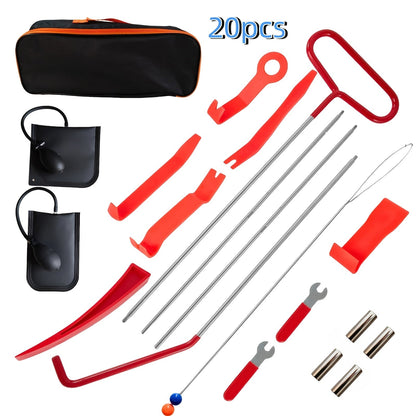Kit d'outils de déverrouillage de voiture à 26 pièces avec coussin gonflable - Ensemble d'ouverture d'urgence pour portes et fenêtres avec pince à longue portée pour clés enfermées dans le véhicule, outil de dépannage pour voitures, camions et SUV