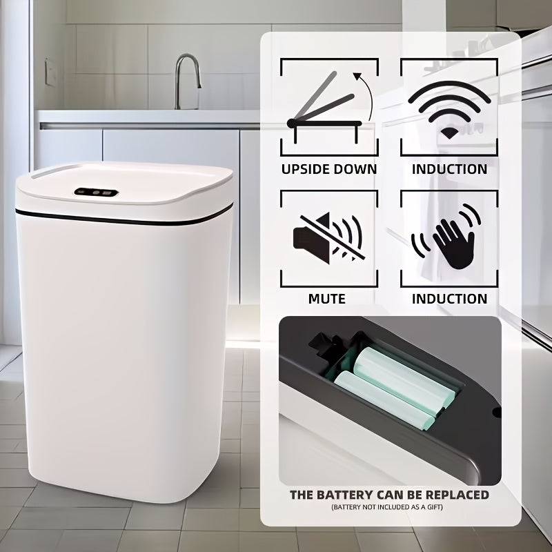 Poubelle intelligente à induction avec couvercle hermétique et technologie anti-odeurs, interrupteur tactile, capteur automatique mains libres, facile à nettoyer pour bureau, salle de bain, chambre et cuisine