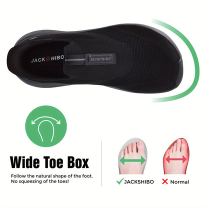 Baskets sans lacets pour hommes – Bout large, semelle zéro drop, chaussures de marche en maille coussinée pour un usage décontracté et quotidien – Semelle en caoutchouc, modèle à enfiler (US 8–13,5)