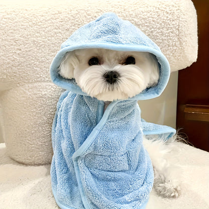 Peignoir ultra-absorbant pour chiens et chats - Serviette en microfibre douce à séchage rapide avec fermeture sécurisée pour petits chiens, chats et chatons, confort toutes saisons, 6 couleurs et tailles S M L
