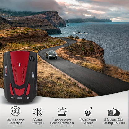 Détecteur de radar et GPS pour voiture 16 bandes – Détection LIDAR 360° et anti-radar, alarme vocale, alertes de menaces en temps réel pour une conduite plus sûre