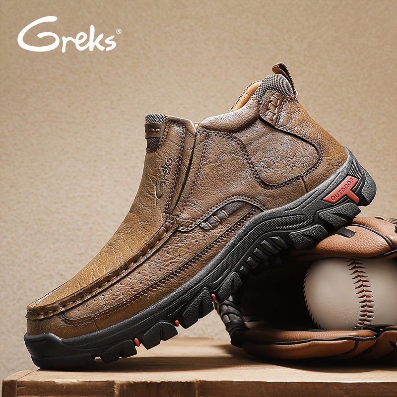 Bottines à enfiler cousues main pour homme GREKS, mocassins décontractés style Chukka, semelle antidérapante pour la randonnée, la conduite et le quotidien – chaussures légères et confortables pour homme