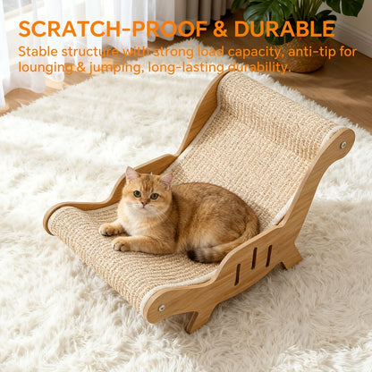Griffoir en sisal pour chaise ou canapé – Griffoir autoportant robuste avec large zone de repos, mobilier de détente anti-griffures pour chats d'intérieur, jouet durable pour chat et coin sieste