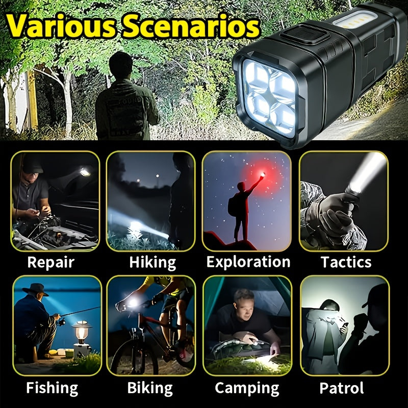 Mini lampe de poche LED rechargeable, lot de 3 ou 6, 2000 lumens, COB, 4 modes, charge USB-C, lampe de poche compacte avec clip arrière et batterie intégrée pour le camping, la randonnée, la chasse et les urgences