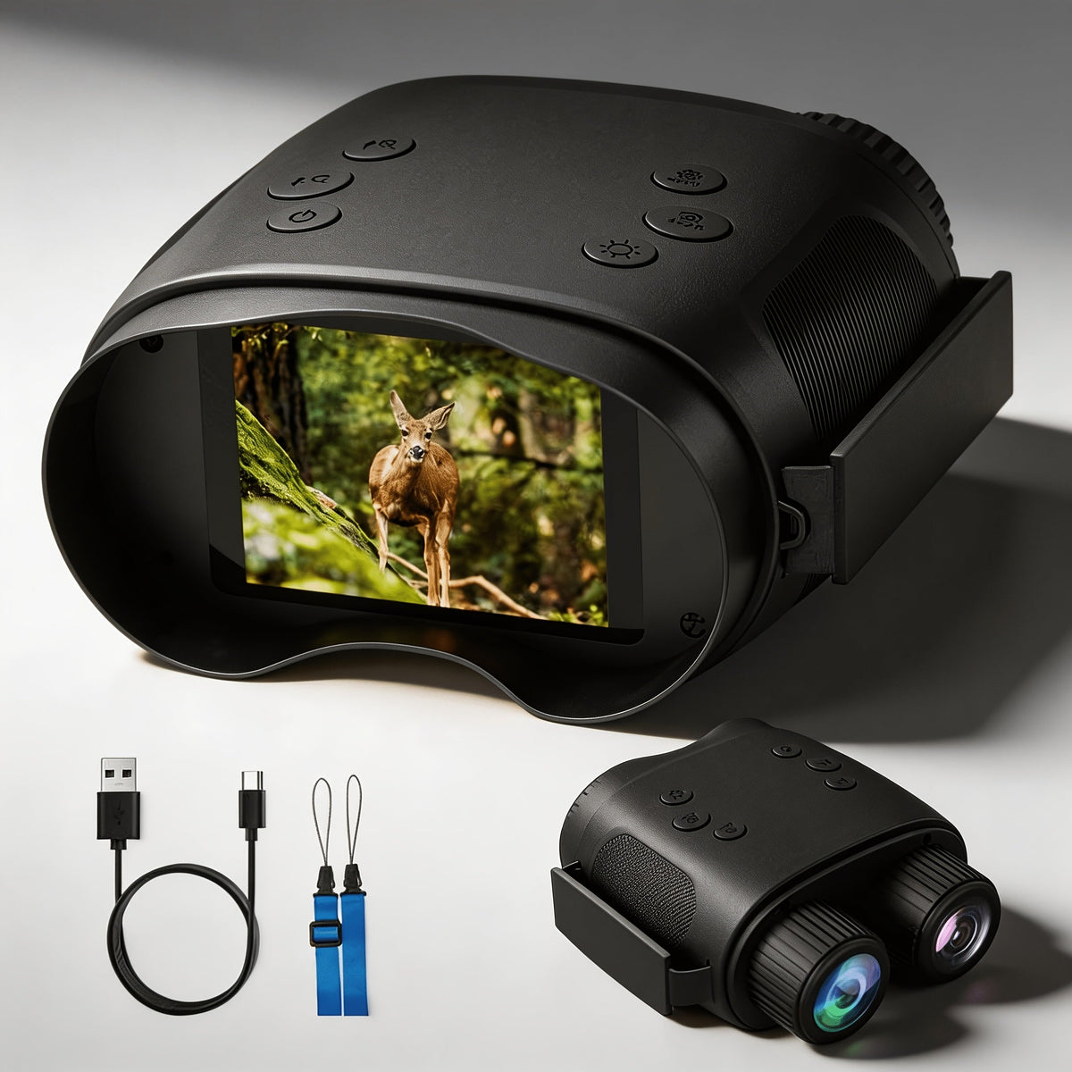 Jumelles de vision nocturne 4K pour adultes – Zoom numérique 10x, écran HD 2,8", illuminateur infrarouge 7 niveaux, photo et vidéo 12 MP, rechargeables – Parfaites pour la chasse, le bateau et l'exploration en plein air, cadeau pour hommes