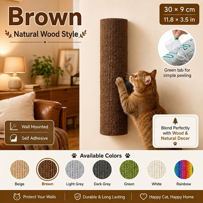 Poteau à griffer mural pour chat – Griffoir cylindrique en sisal autocollant, assemblage combiné horizontal et vertical, accessoire gain de place pour l'entretien des griffes des chats d'intérieur, 6 couleurs