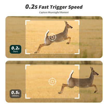 Caméra de chasse 4G sans Wi-Fi 2K 1440P à énergie solaire – Carte SIM intégrée, vision nocturne 23 m, déclenchement 0,2 s, batterie 7800 mAh, caméra de surveillance et de chasse extérieure sans fil pour zones isolées