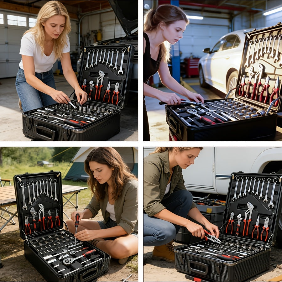 Ensemble d'outils professionnels de 52 pièces - Acier au chrome-vanadium, boîte à outils portable pour réparations domestiques et automobiles, kit d'outils à main multifonction pour passionnés et professionnels, cadeau idéal pour homme