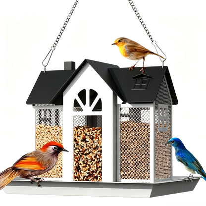 Mangeoire à oiseaux sauvage résistante aux écureuils pour extérieur – Mangeoire suspendue à grande capacité en maille métallique à 3 compartiments, résistante aux intempéries, pour cardinaux, pinsons et oiseaux de jardin, plusieurs couleurs