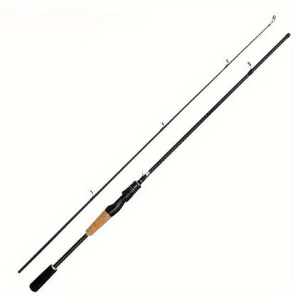 Canne à pêche en fibre de carbone 180 cm avec poignée en bois – Canne casting légère à deux sections, action moyenne, pour toutes les eaux, pêche au bar en eau douce et en mer, pour hommes et femmes