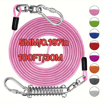 Laisse pour chien ultra-résistante de 1,8, 3, 4,5, 9, 15, 23 ou 30 mètres, câble d'attache d'entraînement pour grands chiens jusqu'à 225 kg, corde de course durable et résistante aux morsures pour le jardin