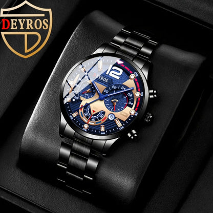 Coffret cadeau 12 pièces pour homme : montre et bijoux hip-hop – 3 montres analogiques à quartz + ensemble de 9 pièces comprenant bracelets, colliers et bagues, cadeau idéal pour Noël et les anniversaires