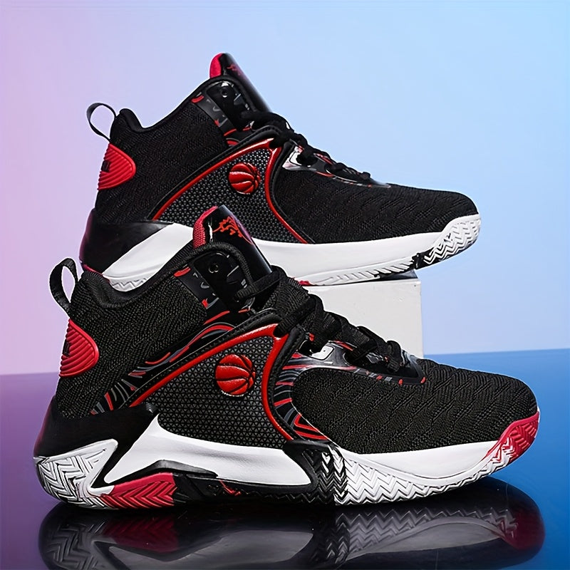 Chaussures de basket-ball montantes pour hommes, semelle en caoutchouc antidérapante, baskets à lacets respirantes pour hommes, chaussures de sport durables pour la course, 3 couleurs, tailles US 6,5-13,5, soutien de la cheville avec amorti