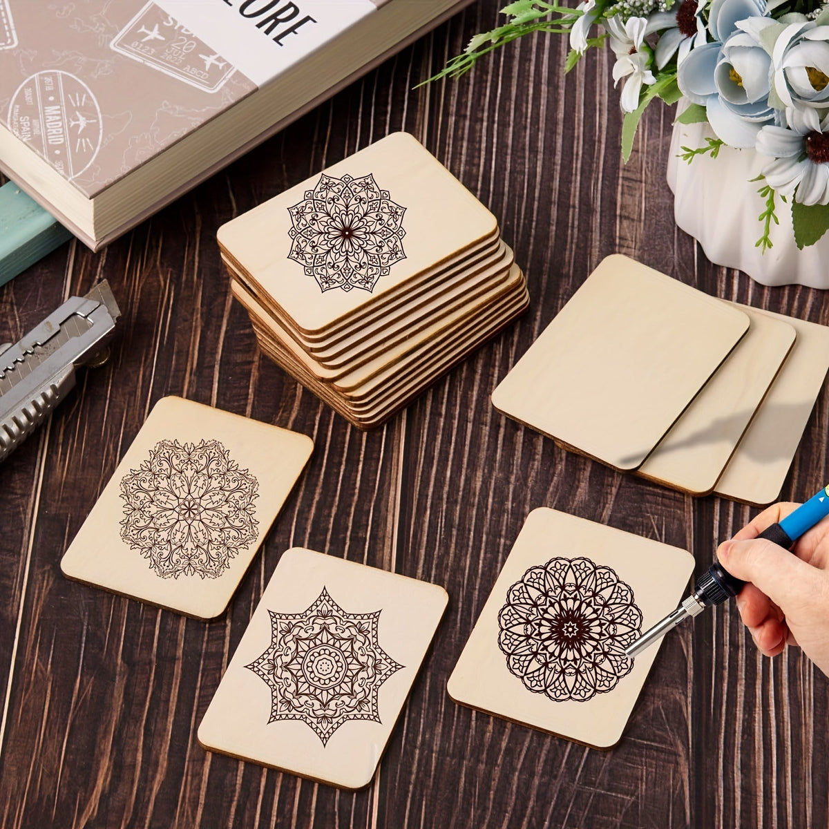 Pièces de bois brut 3x2 pouces, planchettes en bois pour loisirs créatifs, gravure laser, pyrogravure, peinture, décorations artistiques, cadeaux de fête, 20, 40, 80 pièces