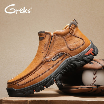 Bottines à enfiler cousues main pour homme GREKS, mocassins décontractés style Chukka, semelle antidérapante pour la randonnée, la conduite et le quotidien – chaussures légères et confortables pour homme