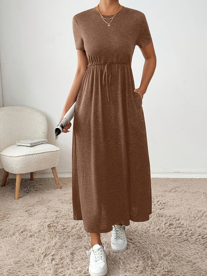 Robe midi moulante extensible pour femme, couleur unie, coupe ajustée, robe de soirée décontractée, tissu en maille hautement élastique, vêtement confortable toutes saisons, gris foncé, vert foncé, noir, XS-XL