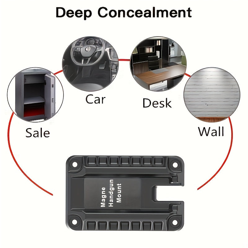 Lot de 2 supports magnétiques dissimulés pour pistolet – Support magnétique puissant pour un accès rapide, idéal pour voiture, camion, SUV, bureau, table de chevet, mur et sous comptoir, support magnétique universel pour arme de poing