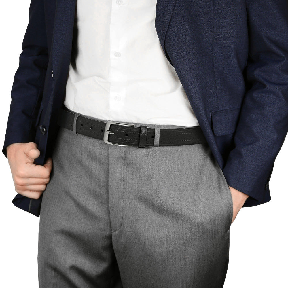 Lot de 2 ceintures pour homme en cuir de vachette véritable avec coffret cadeau – Ceinture classique vintage à boucle ardillon réglable pour jean, tailles 30"-52"